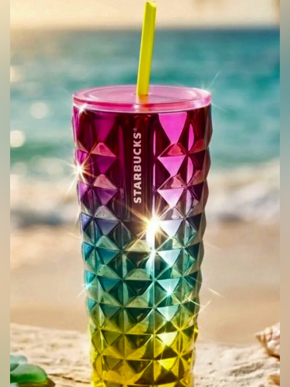 Starbucks Ombre Diamond Studded Stainless Cup Magenta Steel Venti Tumbler 24oz
